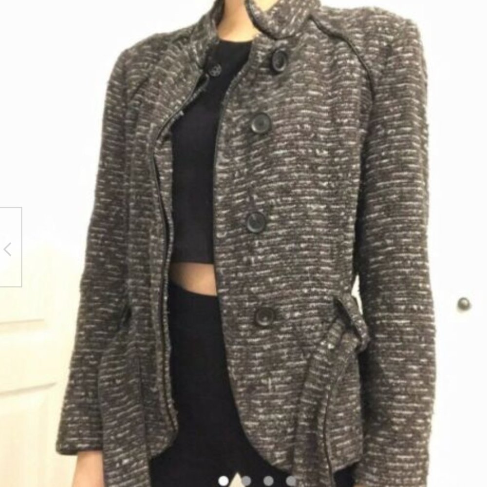 Zara Tweed Button Down Jacket w/ Tie Size S